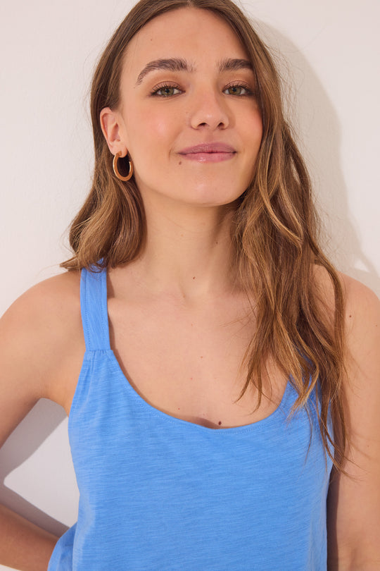 100% cotton blue vest top