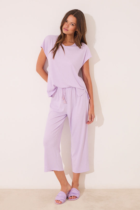 Viscose ribbed Capri pyjamas