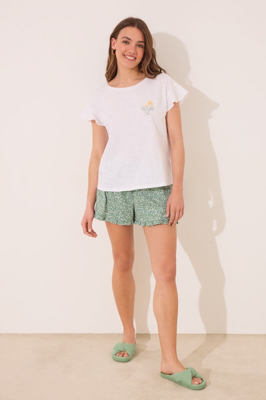 100% ivory cotton short pyjamas