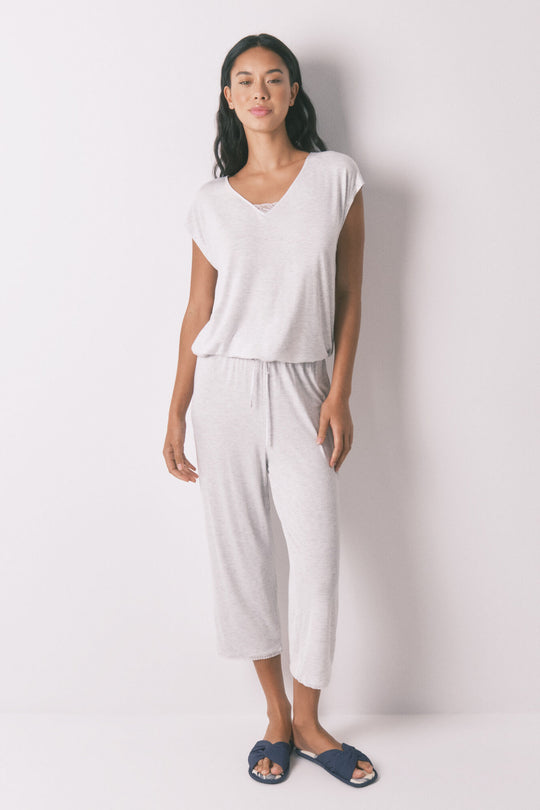 Soft touch gray viscose Capri pyjamas