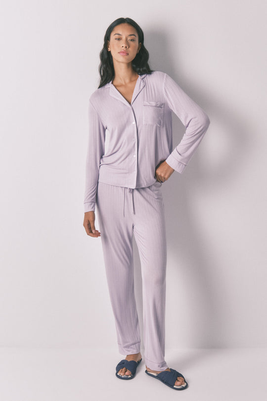 Long lilac viscose shirt pajamas
