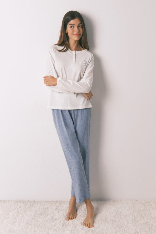 بيجاما طويلة ببنطال بطبعة زهور