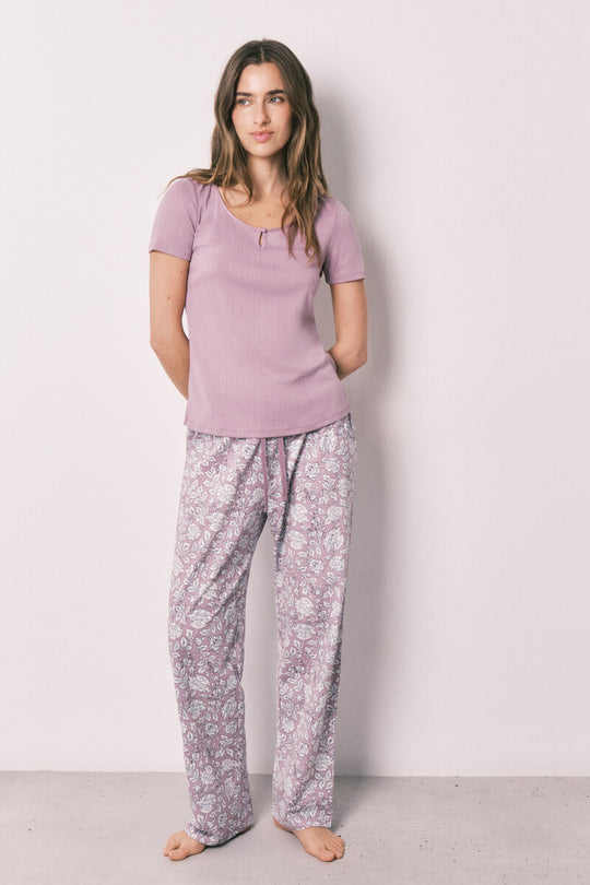 Pink floral print pyjamas