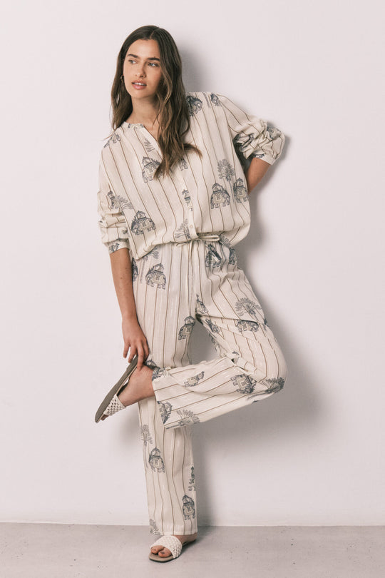 Printed cotton long pyjamas