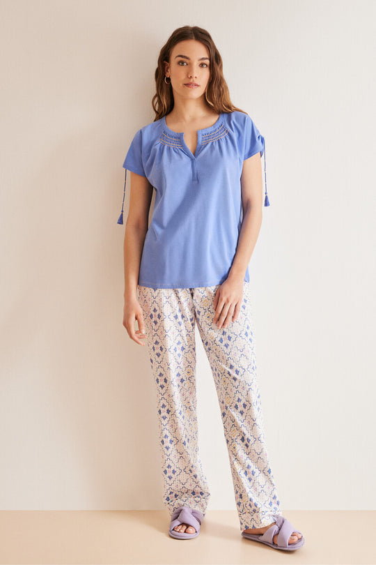 بيجاما بنمط ألماسي شامل من القطن 100%