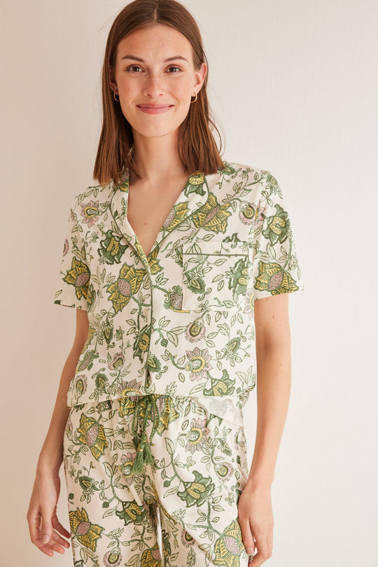 بيجاما شرقية كلاسيكية من القطن 100% بلون عاجي