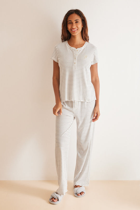 Long striped b & w pyjamas