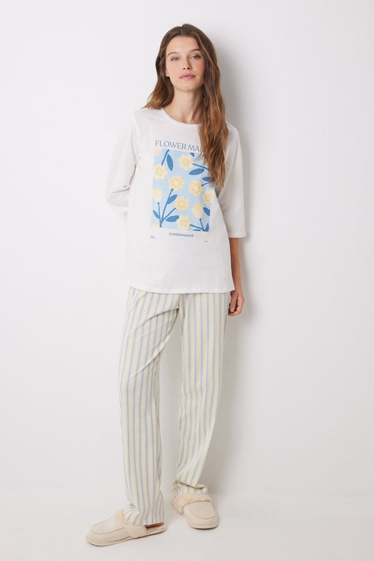 Flower print cotton pajamas