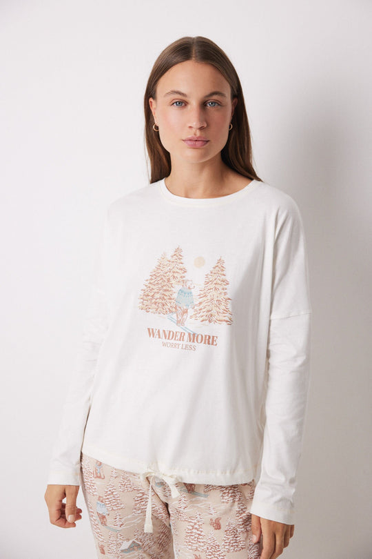 100% cotton long pajamas with Christmas print