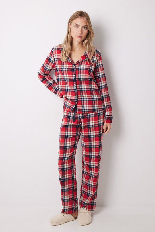 Red checked shirt pajamas 100% cotton