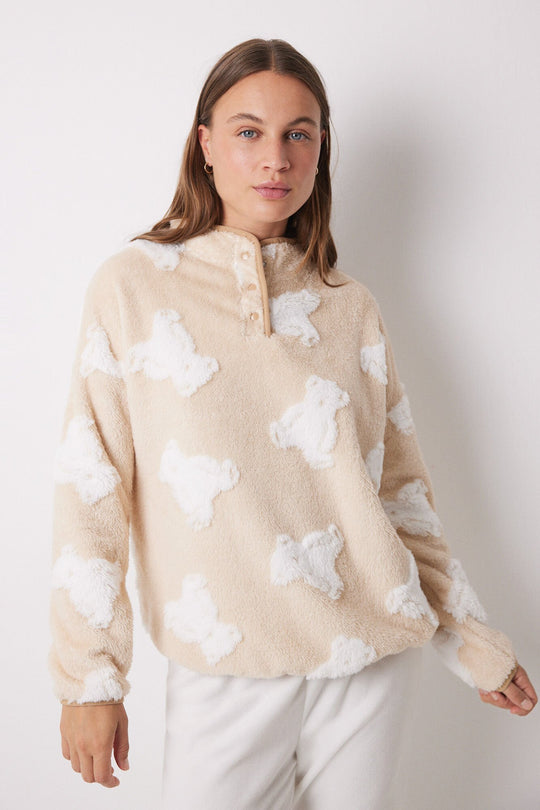 Long fleece pajamas with jacquard bears