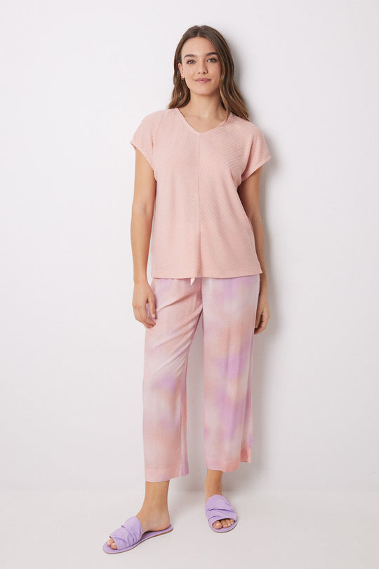 Orange Tie-Dye print Capri Pajamas