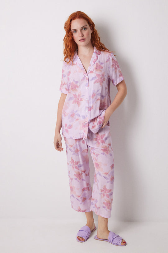 Capri viscose floral shirt pajamas