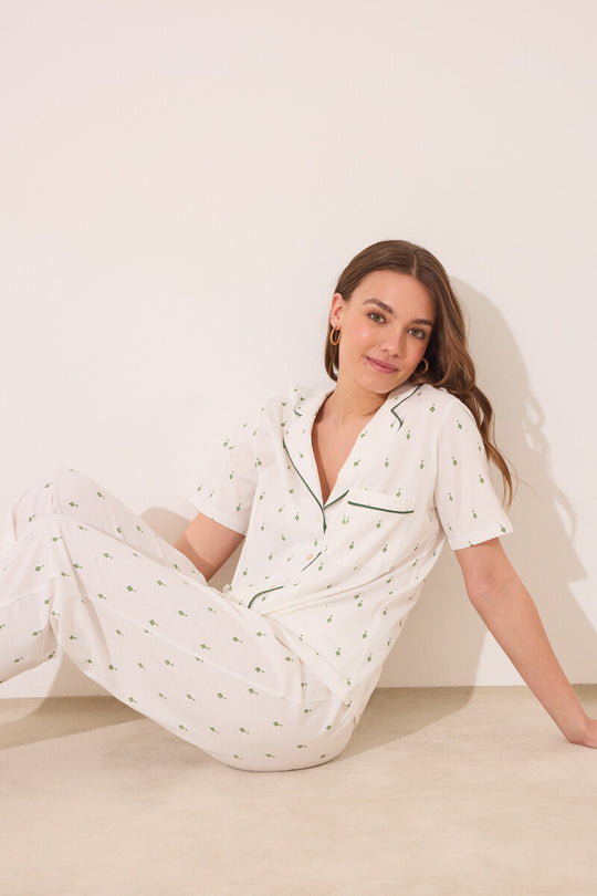 بيجاما كلاسيكية قطنية بطبعة