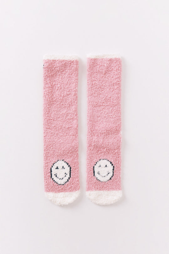 Pink Smiley Long Socks