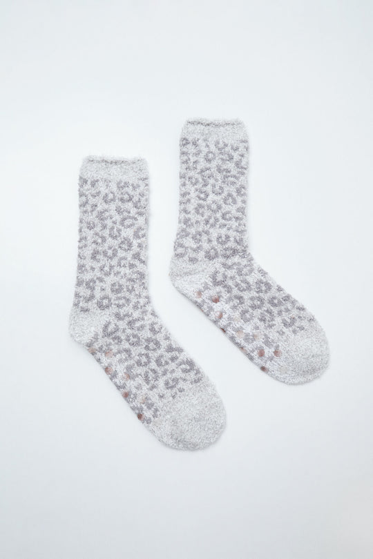 Grey animal print long socks