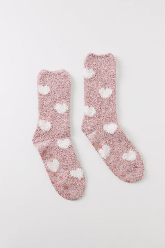 Pink heart fluffy socks
