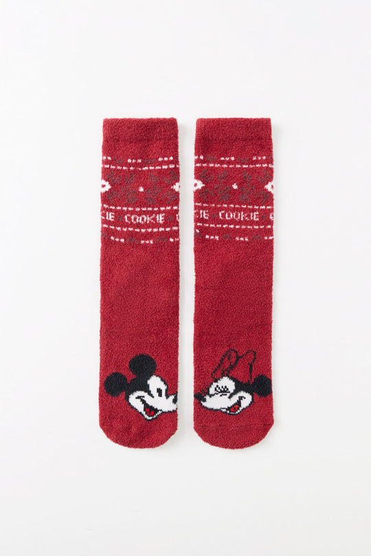Mickey and Minnie red tricot socks