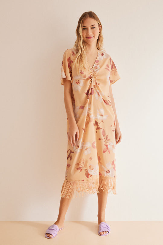 Orange fringed dress