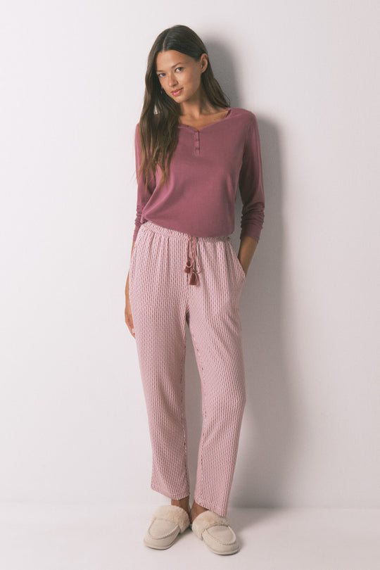 Carrot long trouser in soft pink jersey-knit