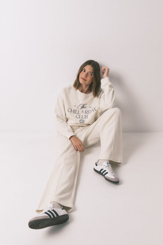 Long white fine plush trouser