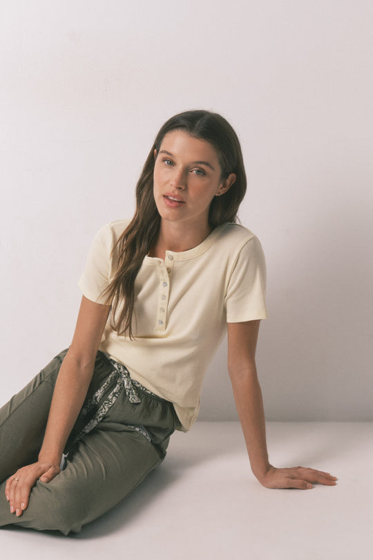Green cotton long trousers