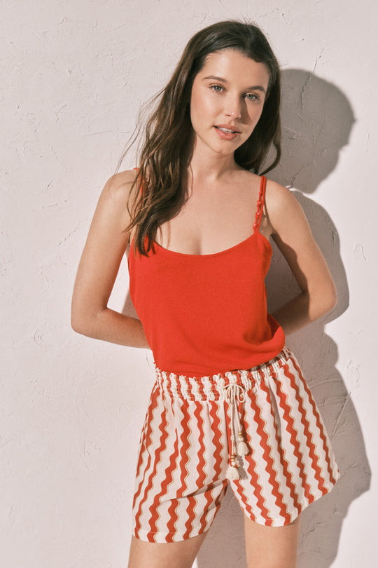 Red printed short