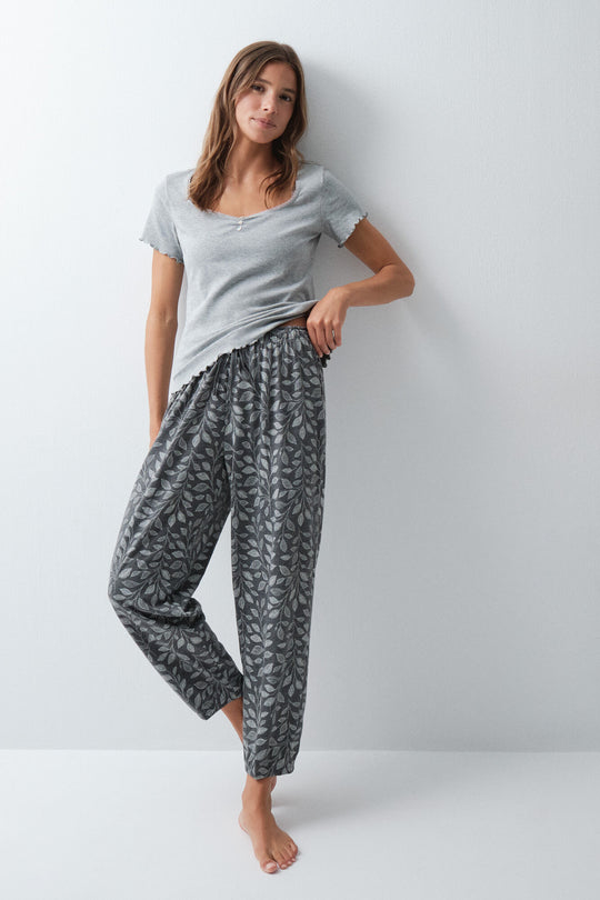 Grey cotton balloon trousers