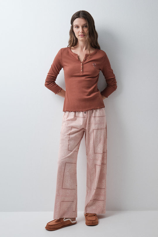 Pink cotton bandana long trousers