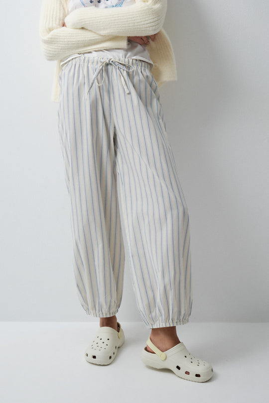 Yellow striped balloon trousers