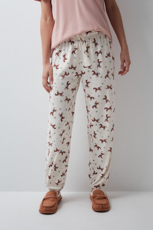 Printed horse long trousers
