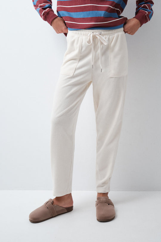 White corduroy long trousers