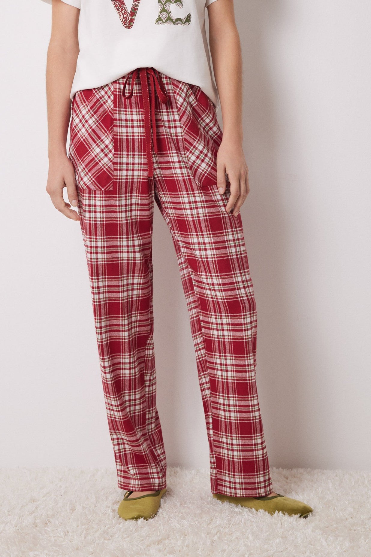 Tartan Ladies Cotton Pj Bottoms Cotton Blend Tartan Pattern Soft