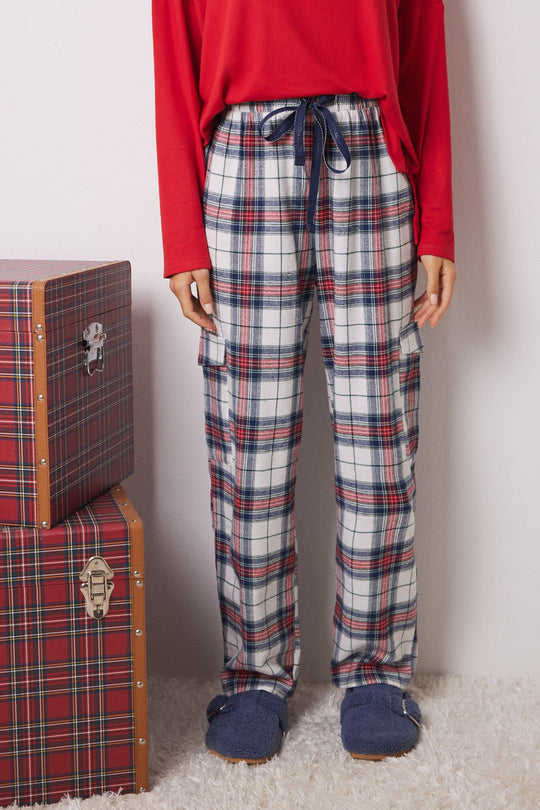 سروال كارجو قطن 100% بمربعات