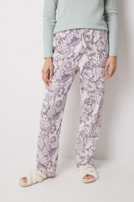 سروال طويل 100% قطن بنقشة زهور