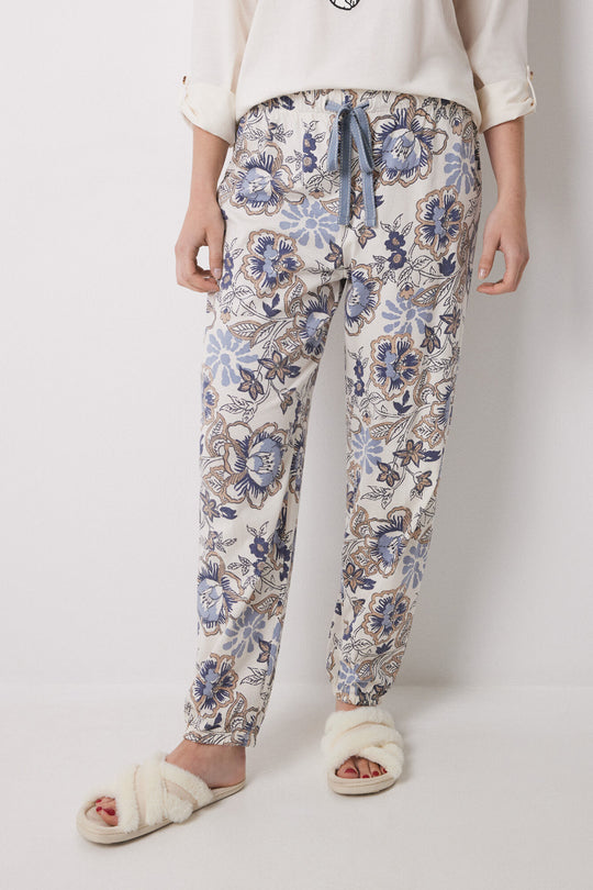 Long carrot trouser 100% cotton flowers