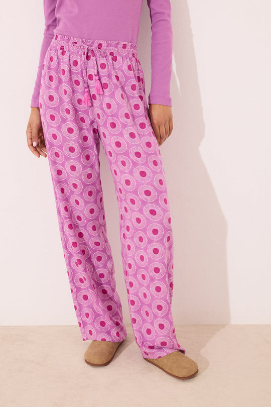 بنطلون طويل من الفيسكوز بنقشة هندسية