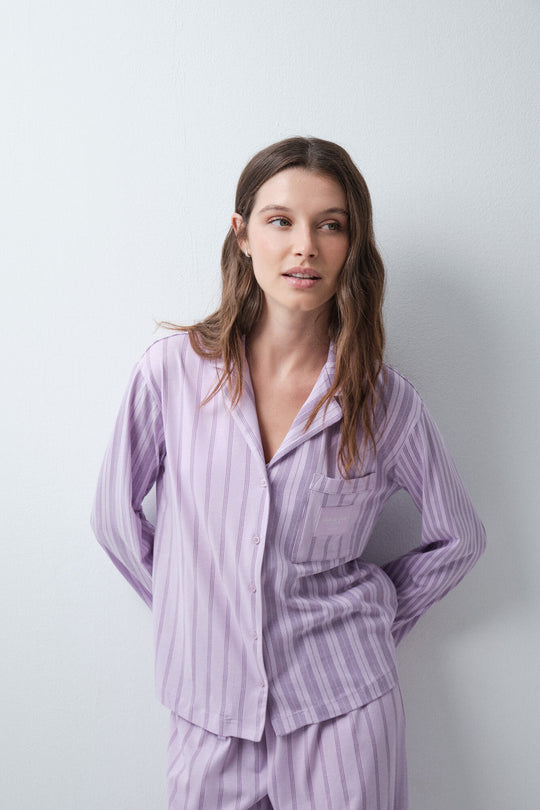 Lilac striped classic pyjamas
