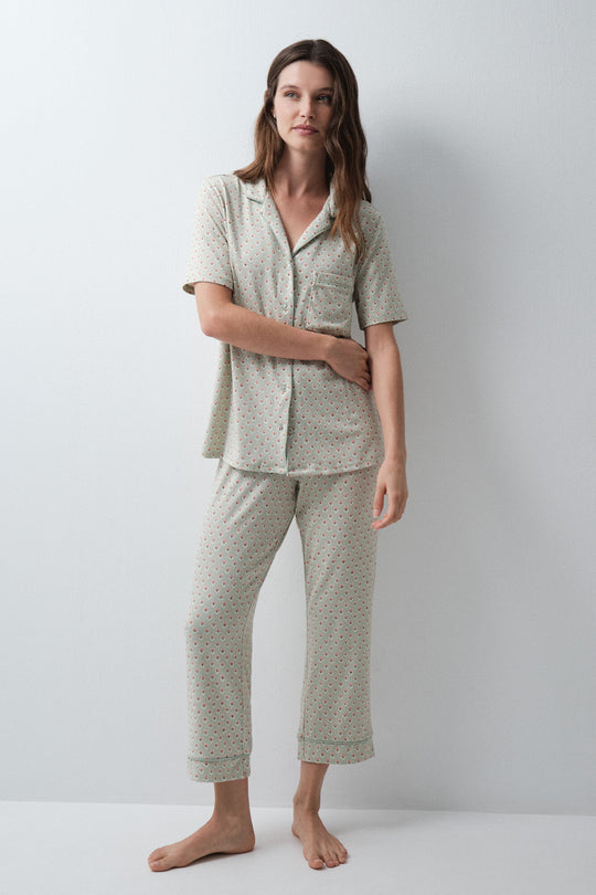 Green print capri pyjamas