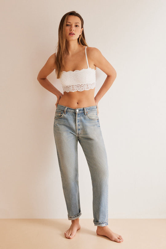 White lace bandeau bralette