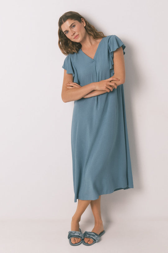 Loose blue floral midi nightgown