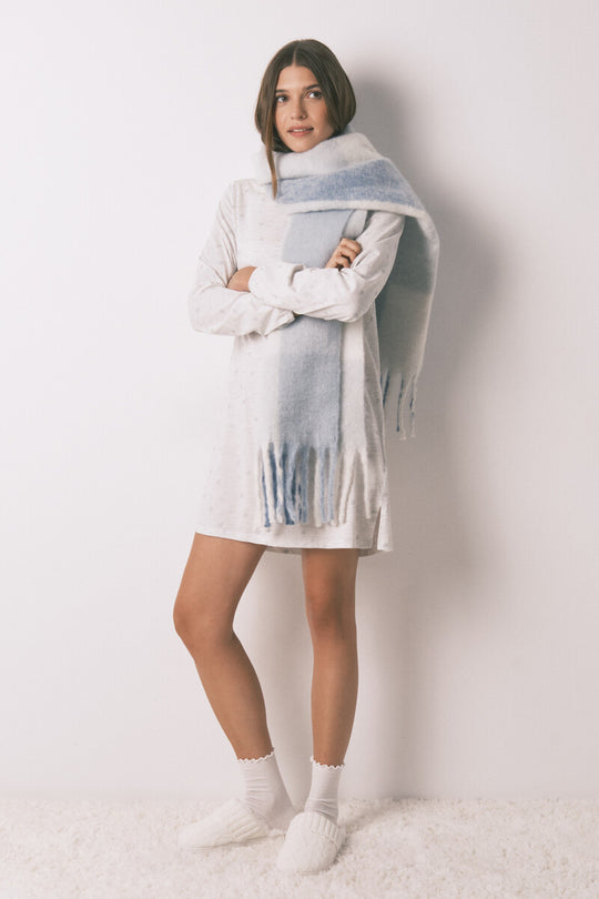 100% cotton midi nightgown with a grey glitter effect