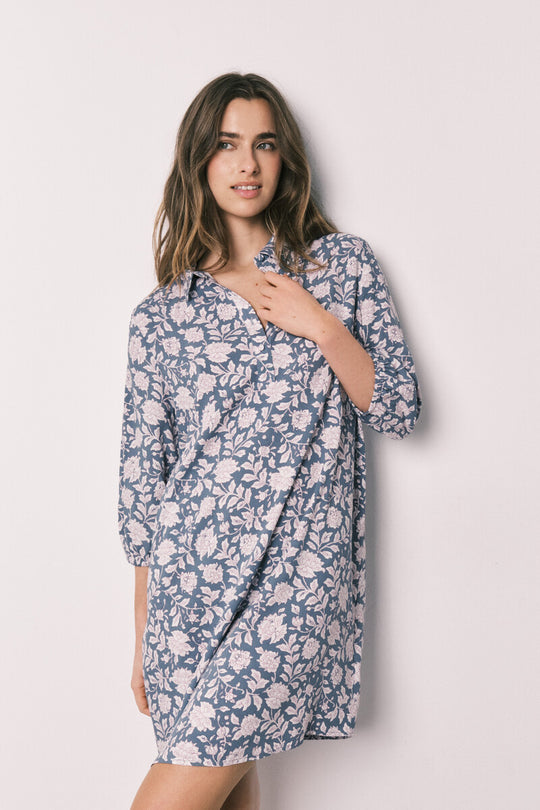 Pink viscose long floral print camisole