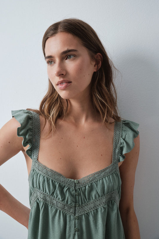 Green midi strap nightgown