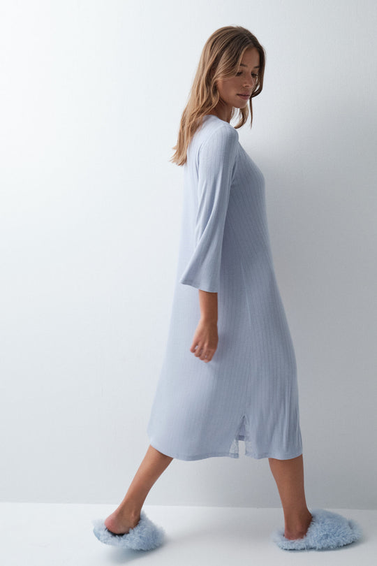 Blue midi nightgown with lace details