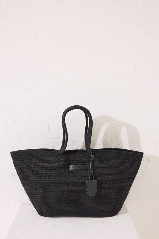 Black raffia basket bag bag