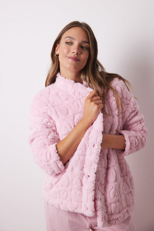 حياكة دائرية قصيرة الأكمام بلون وردي