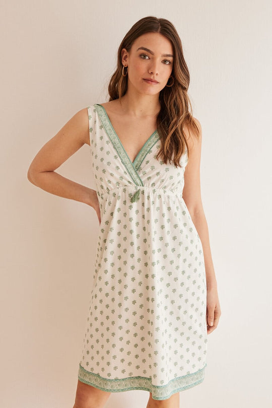 Geometric print 100% cotton nightgown
