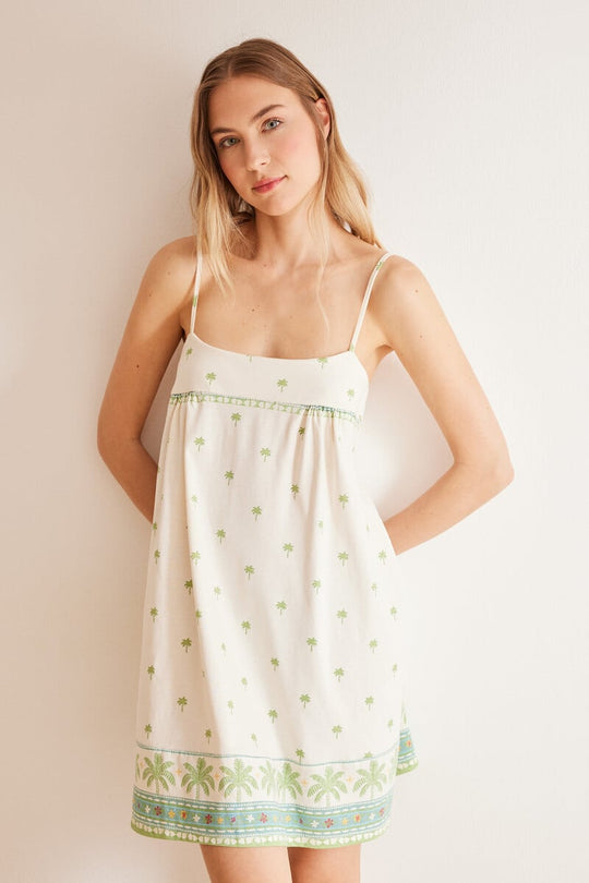 Short 100% cotton palm tree nightgown