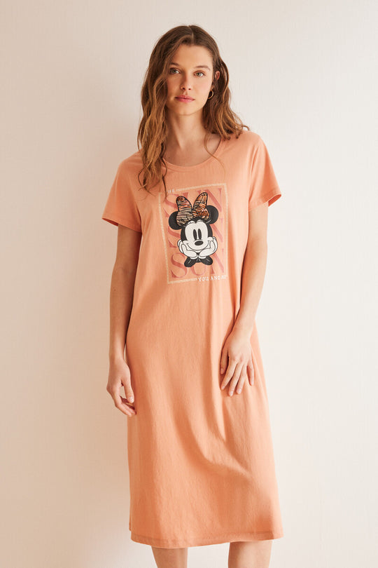 100% Cotton ochre midi nightgown